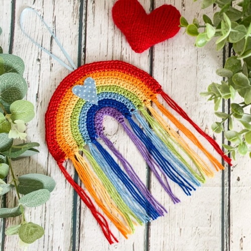 Pre-Order Hanging Flat Rainbow Decoration with Heart - NHS Donation
