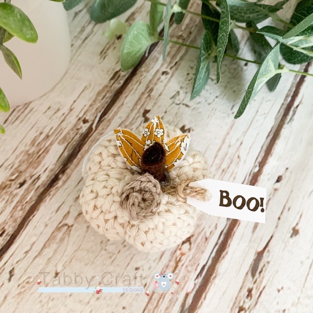 Mini Halloween Boo Pumpkin  - Cream and Mustard Flowers