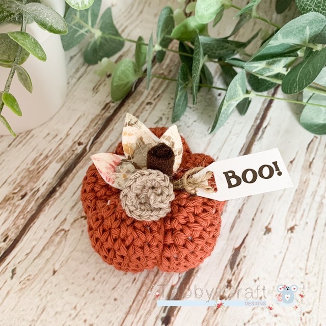 Small  Halloween Boo Pumpkin  - Rust and Pink Flowers