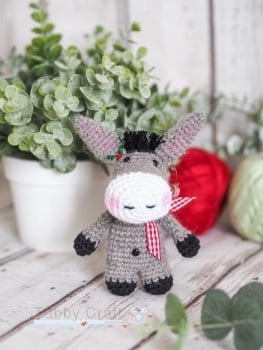 Christmas Donkey  - Grey and Red