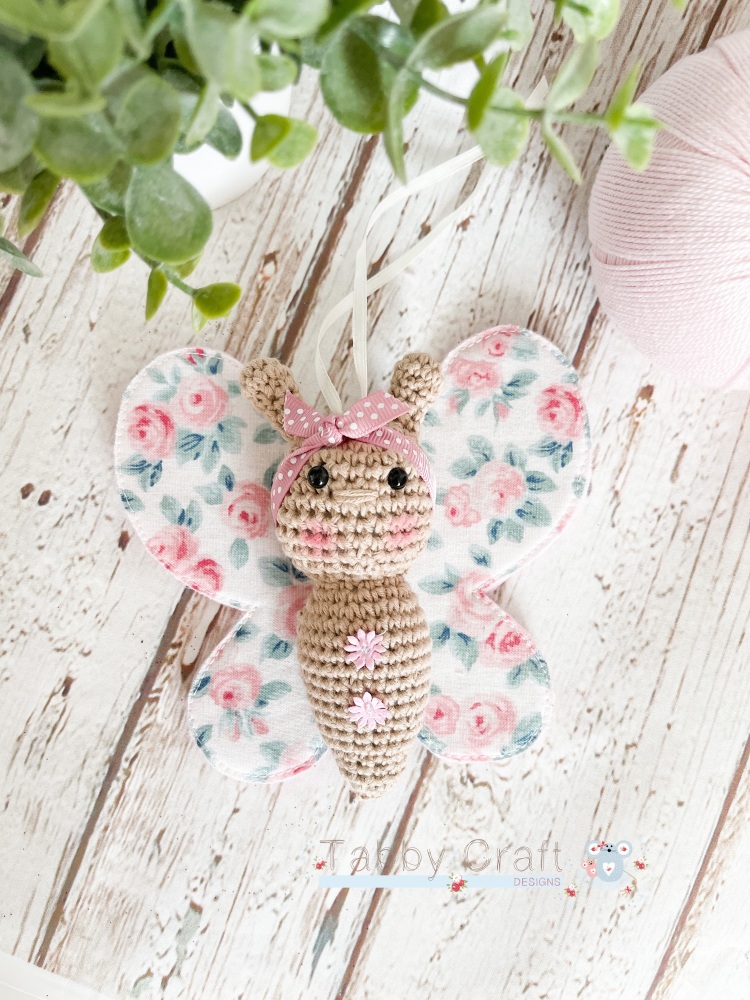  Small Liberty Butterfly with Bow  - Ivory and Pink
