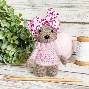  Little Bear with Love Jumper and Large Bow   -  Pink and Brown