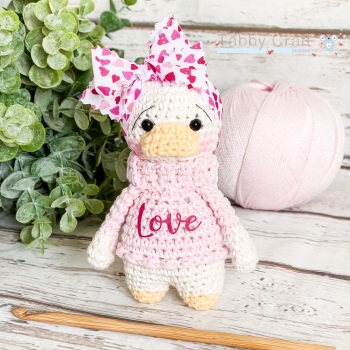  Little Duck with Love Jumper and Large Bow   -  Pink and  Ivory