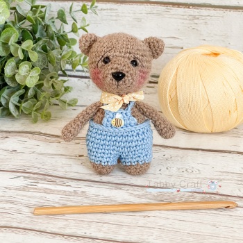 Little Bear with Bee Dungarees - Blue and Brown