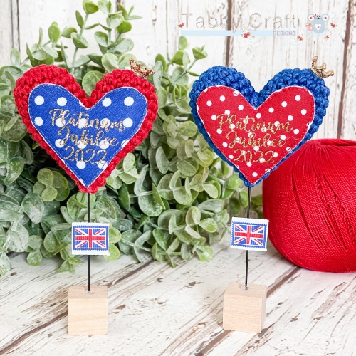 Pre-Order Platinum Jubilee Heart with Crown -  Blue and Red