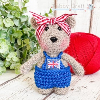  Little Bear with Union Jack Dungarees - Blue and Brown