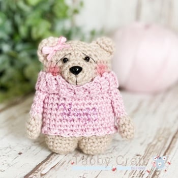 Little Huggy Bear with Jumper - Pink and Brown
