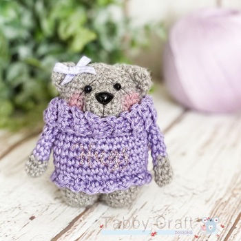  Little Huggy Bear with Jumper - Lilac and Brown
