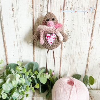 Hanging Love Birdie with Knitted Scarf