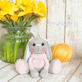 Bunny with Flower Jumper and Headband -  Pink and Light Grey