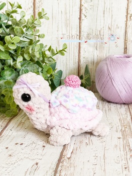 Small Cupcake Tortoise Plushie  - Pink with Sprinkle Frosting