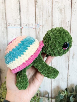 Plush Turtle  - Green and Pastel Rainbow