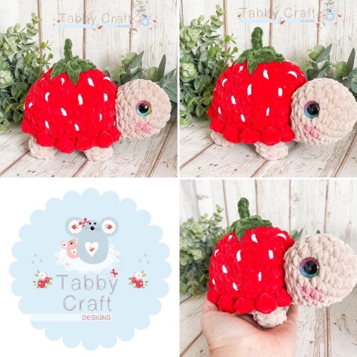 Plush Strawberry Tortoise  - Beige and Red