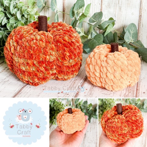 2 x Plush Halloween Pumpkin  - Orange and Autumn Multi