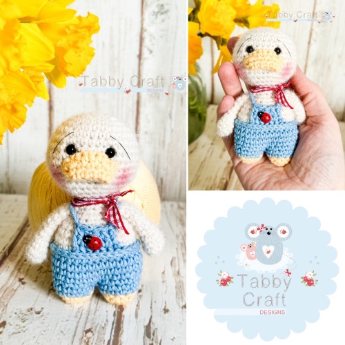 Little Duck with Ladybird Dungarees -  Ivory, Red and Blue