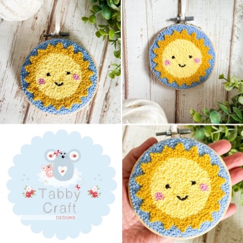 4” Punch Needle Hanging Sunshine Hoop - Blue
