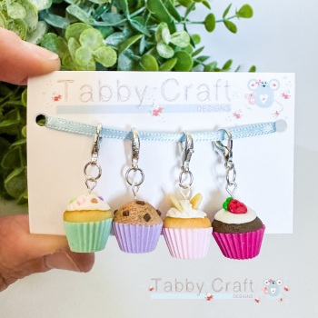 Miniature Polymer Clay Assorted Cakes Set of 4 Charms/Stitch Markers