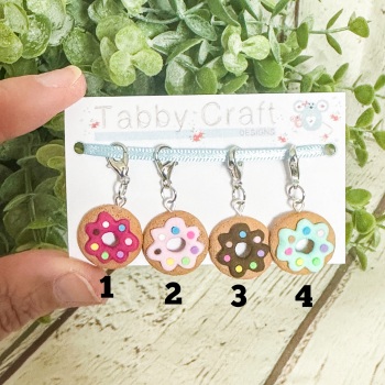 Miniature Polymer Clay Single Assorted Iced Doughnuts Charms/Stitch Markers