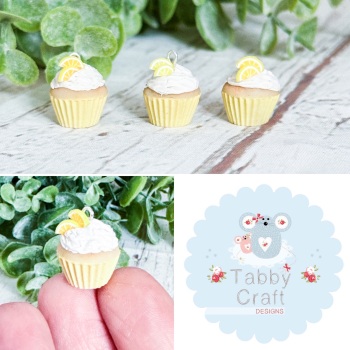 Miniature Polymer Clay Single Lemon Cupcake Charm/Stitch Markers
