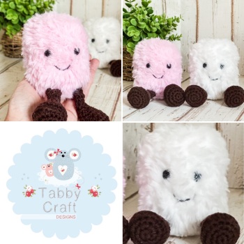 ** Made To Order** Pair of Fluffy Marshmallows - Pink and White