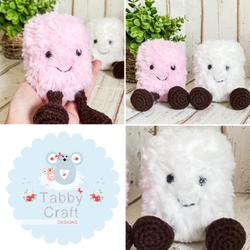 Pair of Fluffy Marshmallows - Pink and White