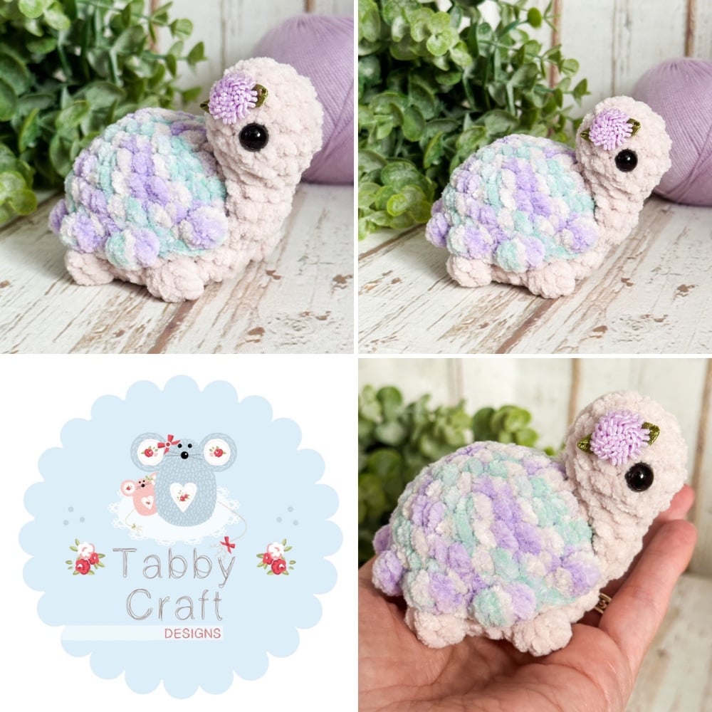 Mini Plush Tortoise  - Lilac and Green
