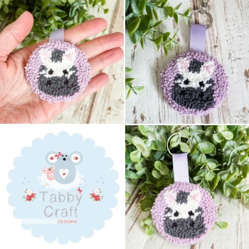 Punch Needle Zebra Bag Charm  - Lilac