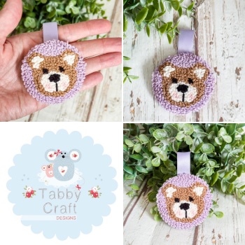 Punch Needle Bear Bag Charm  - Lilac