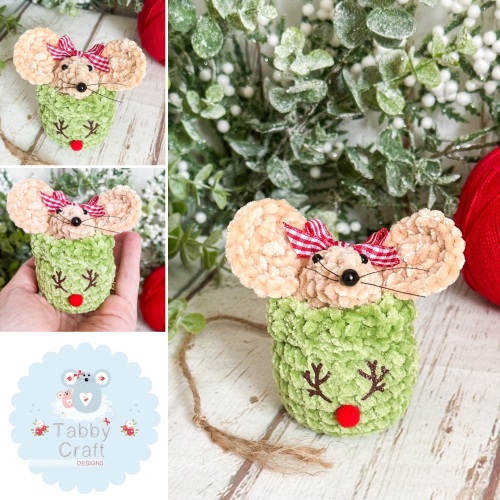 Small Christmas Rudolf Jumper Mouse - Green