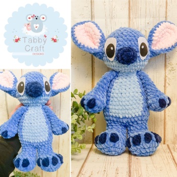 Large Crochet Blue Koala - Blue and Pink