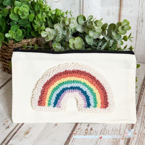 Punch Needle Rainbow Pencil Case - Ivory
