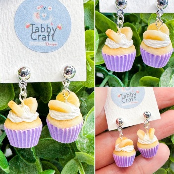 Miniature Polymer Clay Butterfly Cake Earrings - Lilac