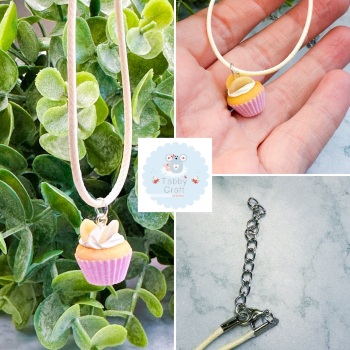 Miniature Polymer Clay Butterfly Clay Necklace - Pale Pink