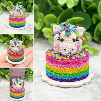 One of a Kind Miniature Polymer Clay Unicorn Layer Cake