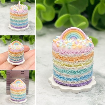 One of a Kind Miniature Polymer Clay Rainbow Layer Cake
