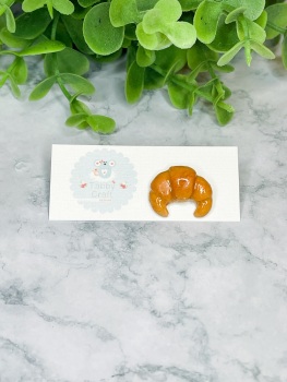 Miniature Polymer Clay Croissant Pin Badge