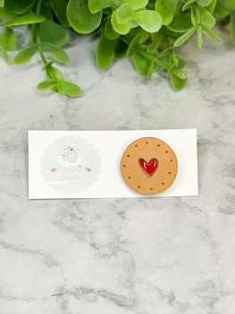 Miniature Polymer Clay Jammy Dodger Inspired Magnet/Pin Badge