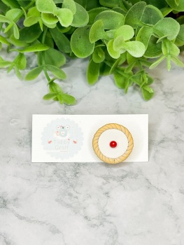 Miniature Polymer Clay Bakewell Tart Pin Badge