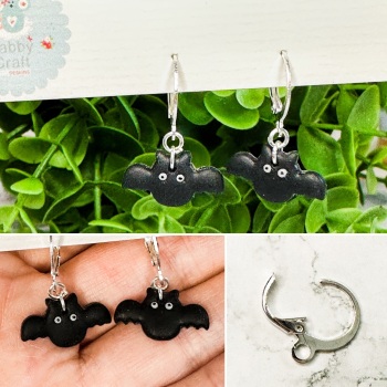 Miniature Polymer Clay Bat Earrings - Black