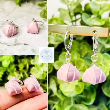 Miniature Polymer Clay Pink French Fancy Cake Earrings - Pink