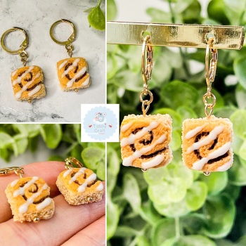 Miniature Polymer Clay Cinnamon Bun Earrings - Tan