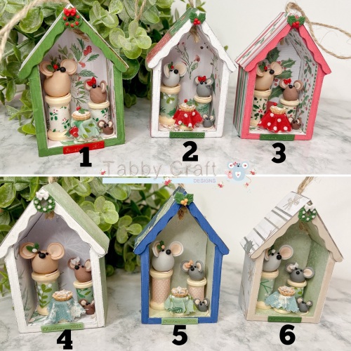 One of a Kind Wooden Hanging Christmas Mouse House - Assorted