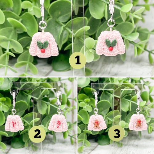Miniature Polymer Clay Christmas Fluffy Jumper Earrings  - Pink