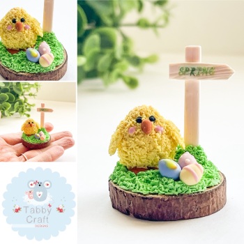 One of a Kind Spring Chick With Easter Eggs - Yellow