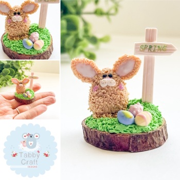 One of a Kind Spring Bunny With Easter Eggs - Beige