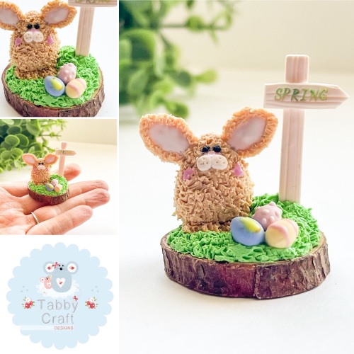 One of a Kind Spring Bunny With Easter Eggs - Beige
