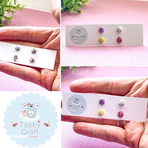 Miniature Polymer Clay Mini Egg Stud Earrings Set  - Multi