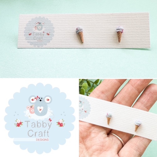 Miniature Polymer Clay Bubblegum Ice Creams Stud Earrings - Blue/Pink/Beige