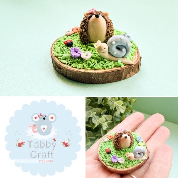 One of a Kind Summer Hedgehog With Snail and Ladybird - Beige