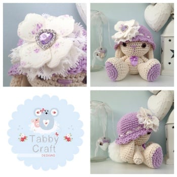 Bunny with Hat and Diamant‚Â© Heart - Lilac and Cream